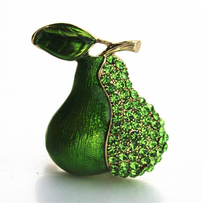 High-End Exquise Groene Druppelende Peer Broche Ingelegd Met Groene Strassstenen Jas Jas Corsage black