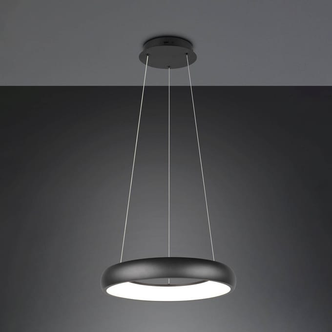Trio Lighting Cardona hanglamp, Ø 46,5 cm, zwart, CCT, metaal