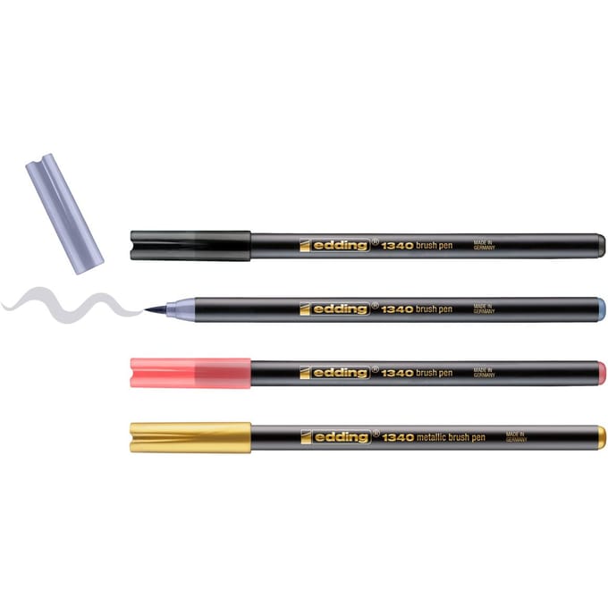 edding 1340/4S Metallic Brush Pen - Lettering set -assorti 4 stuks - variabel