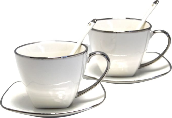 Queen Isabell - Porseleinen koffiekopjes set 2 stuks 250ml - Wit