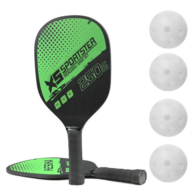 Ensemble de 2 raquettes de pickleball en bois avec 4 balles et sac de transport jaune