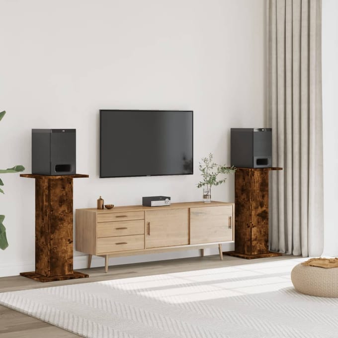 vidaXL - Speakerstandaards - 2 - st - 30x30x80 - cm - bewerkt - hout - gerookt - eiken