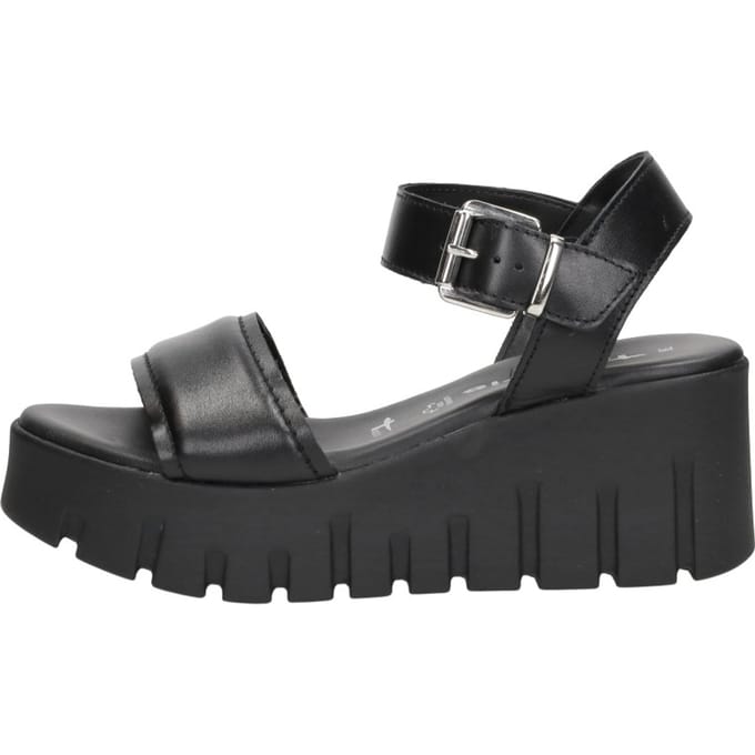 Tamaris Sandalen Met Hak zwart Leer - Maat 36