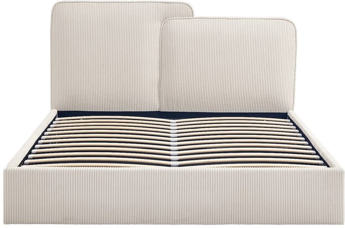 Vente-unique Bed met opbergruimte stof beige 180 x 200 cm (Super King Size Bed)