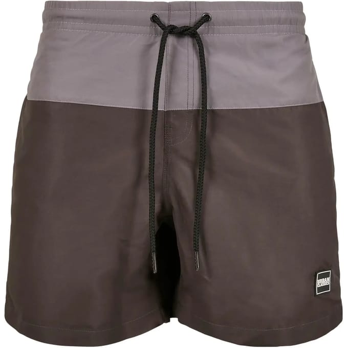 Urban Classics - Block Zwemshorts - M - Zwart/Grijs
