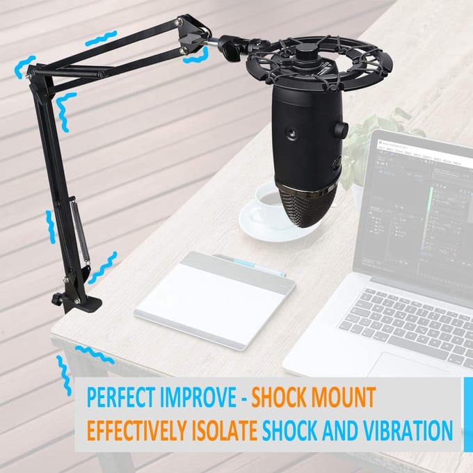Famanu shockmount voor microfoon, vermindert trillingen en geluidsoverlast, standaard voor microfoon