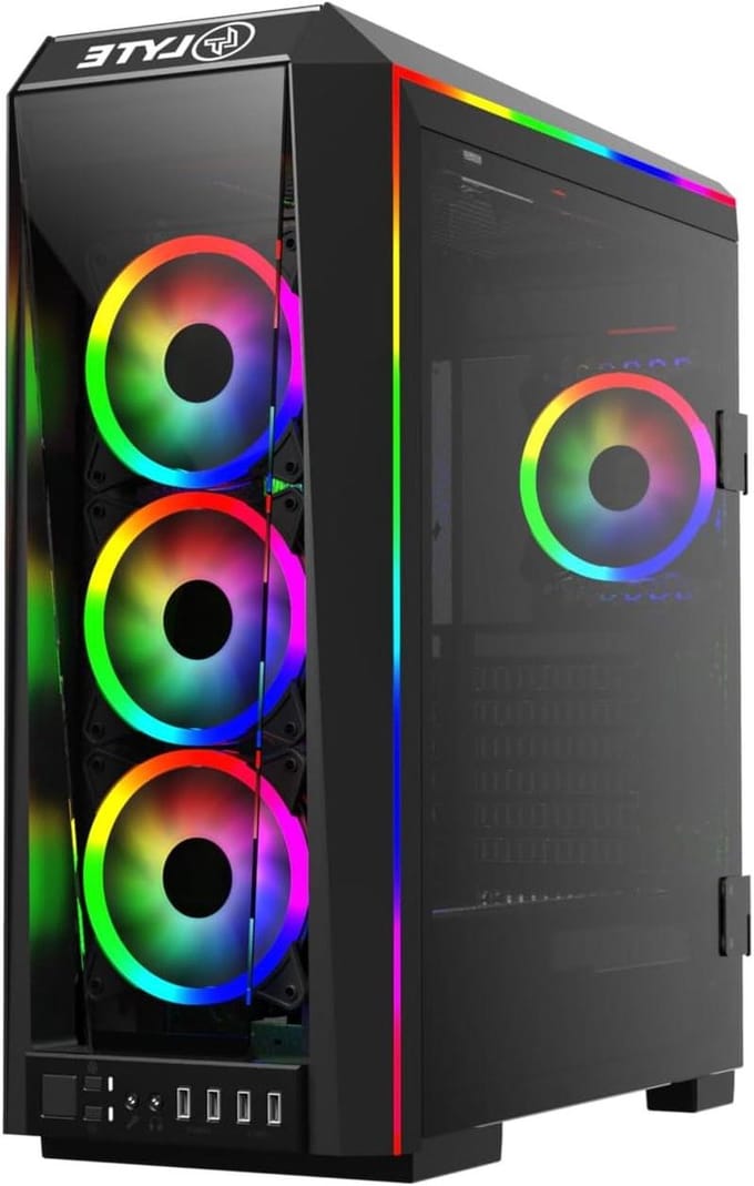 Gaming PC Behuizing - Desktop Computerkast - PC Bouwen - Klapdeur Gehard Glas - E-ATX Compatibel - Zwart