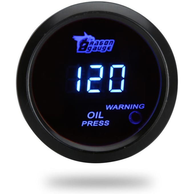 Digitale oliedrukmeter met sensor voor auto 52 mm 2 inch LCD 0 ~ 120PSI waarschuwingslampje zwart black