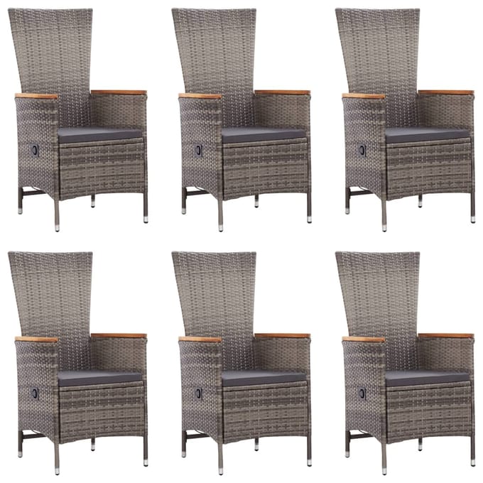 vidaXL - 7-delige - Tuinset - poly - rattan - grijs