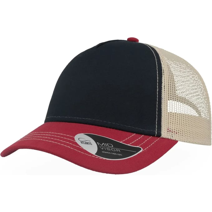 Atlantis Headwear Rapper Canvas Cap AT527 - NAVY/BURGUNDY/BEIGE - One size