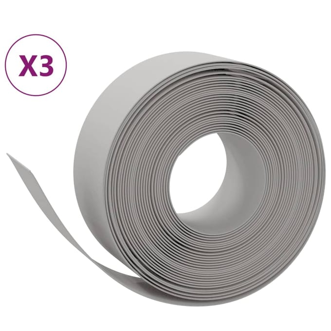 vidaXL - Tuinranden - 3 - st - 10 - m - 20 - cm - polyetheen - grijs