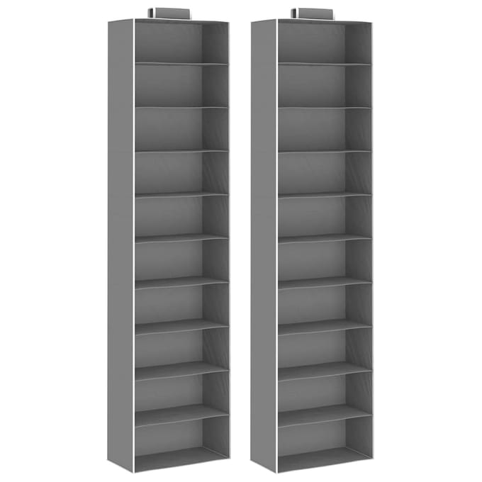vidaXL - Kledingorganisers - hangend - 2 - st - met - 10 - schappen - stof