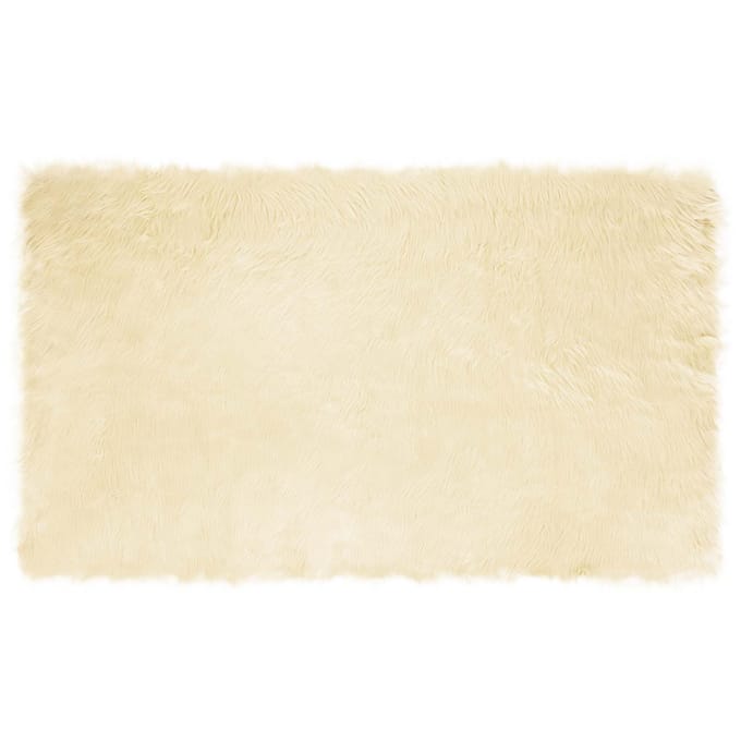 vidaXL - Tapijt - van - imitatie - schapenvacht - TAFALLA - Crèmekleurig - Polyester