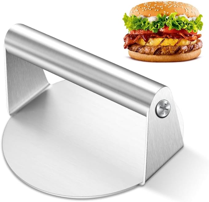 Famanu – Hamburgerpers, smash burgerpers met stevige handgreep voor BBQ en bakplaat