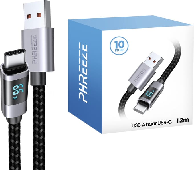 Grootverpakking usb C kabel 66w - 3a quick charge - 10 pack usb C kabels voor o.a zakelijk gebruik