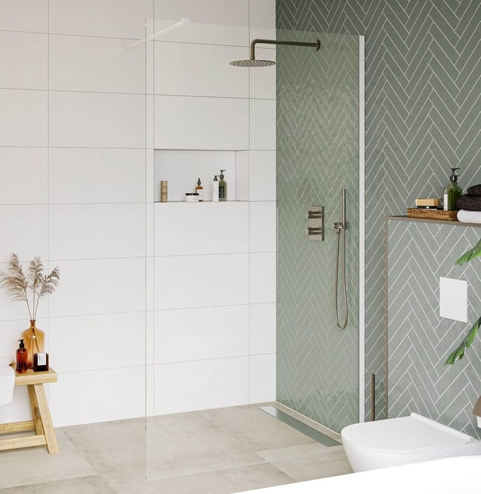 Saqu Modulo Douchewand - Incl. Antikalk 110x210 cm - Mat Wit - Inloopdouche