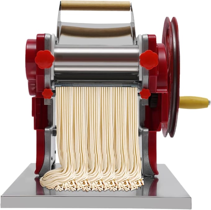 Handmatige Pastamachine - Pastaroller Deegmaker - Verse Pasta Maken - Verstelbare Dikte - 38 x 28 x 26 cm - Rood