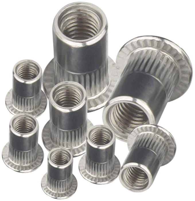 Grote Rivetmoeren M3/M4/M5/M6/M8/M10/M12 van RVS - Verstevigde Draadmoeren, Set van 10 Stuks