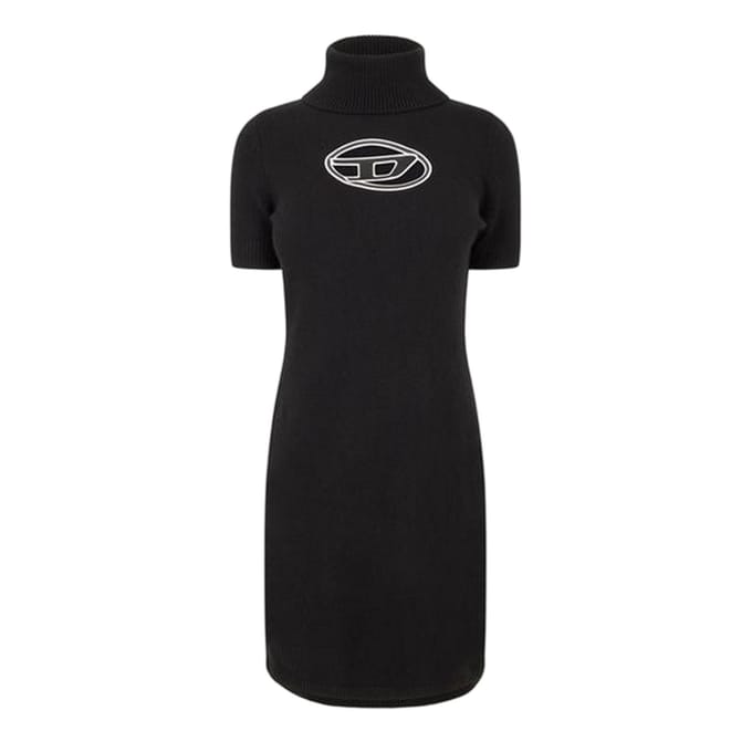 Diesel Dames Argaret mini-jurk met col en strakke pasvorm (Zwart)