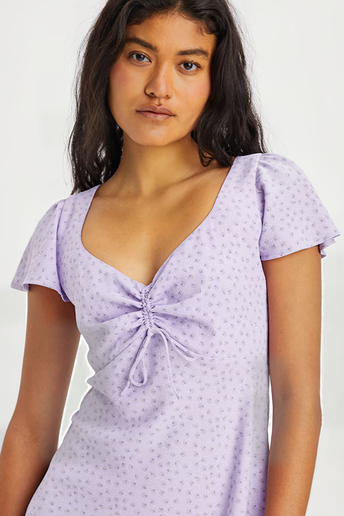 Levi's Skylar Flutter Slv Dress Jane Floral Pur Taglia: L | Abiti Mini Outlet | Donna