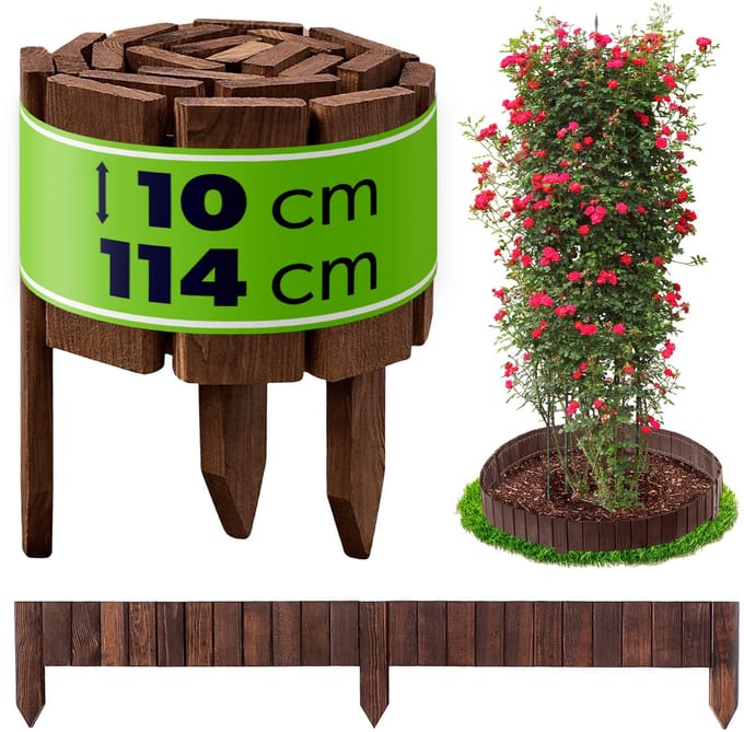 KADAX Houten schutting rolborder L110 H10cm bruin