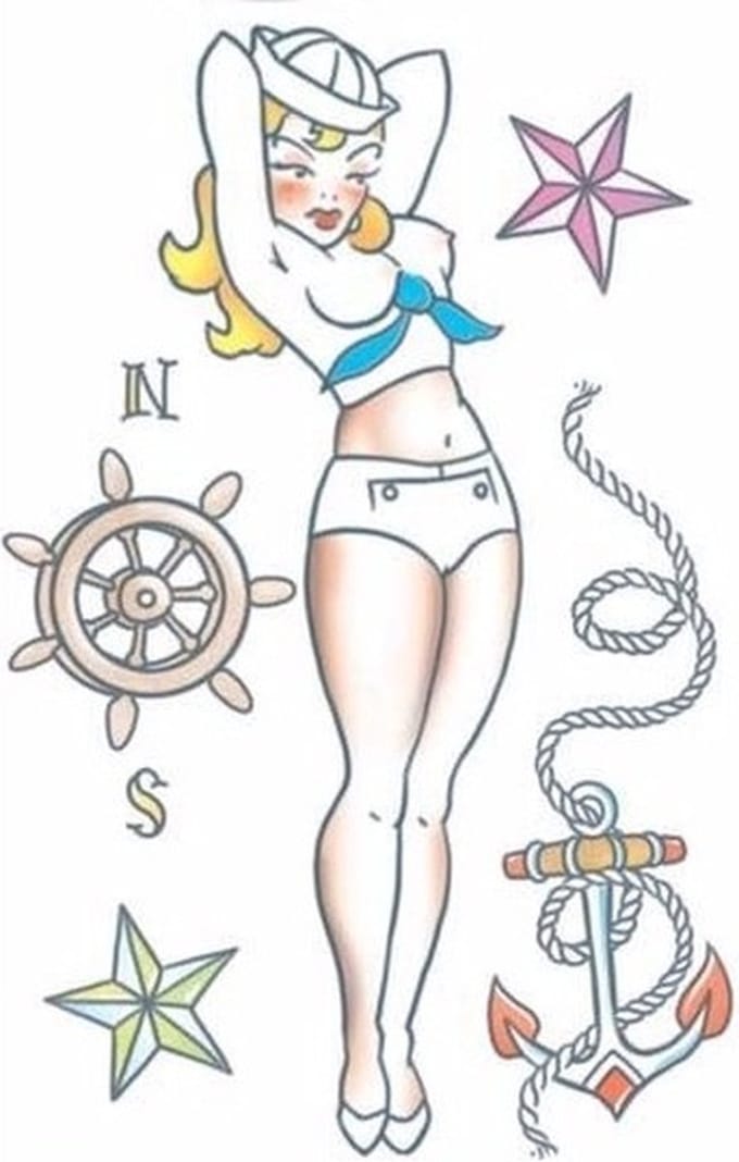 Pin up nep tatoeages voor volwassenen - Schmink