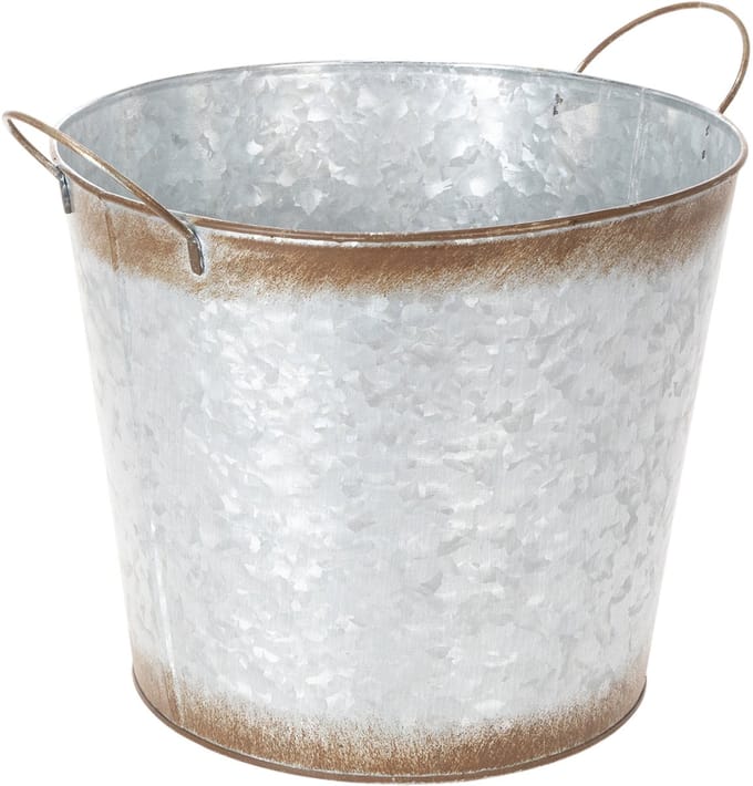 Bloempot met handvatten, decoratieve schaal met roestkleurige afwerkin