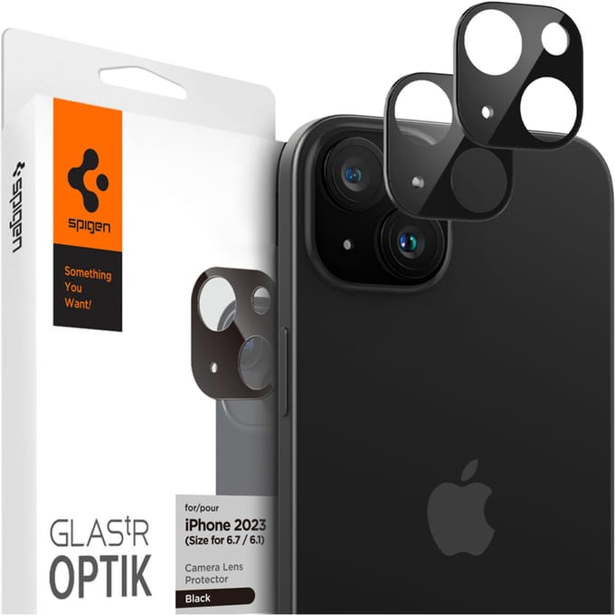 Spigen GLAStR Optik Camera Lens Protector - Camera eiland bescherming (2-pack) voor de Apple iPhone 15 / 15 Plus