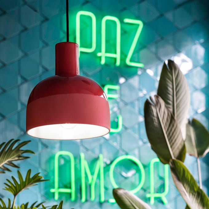 Ferroluce Caxixi hanglamp van keramiek, rood