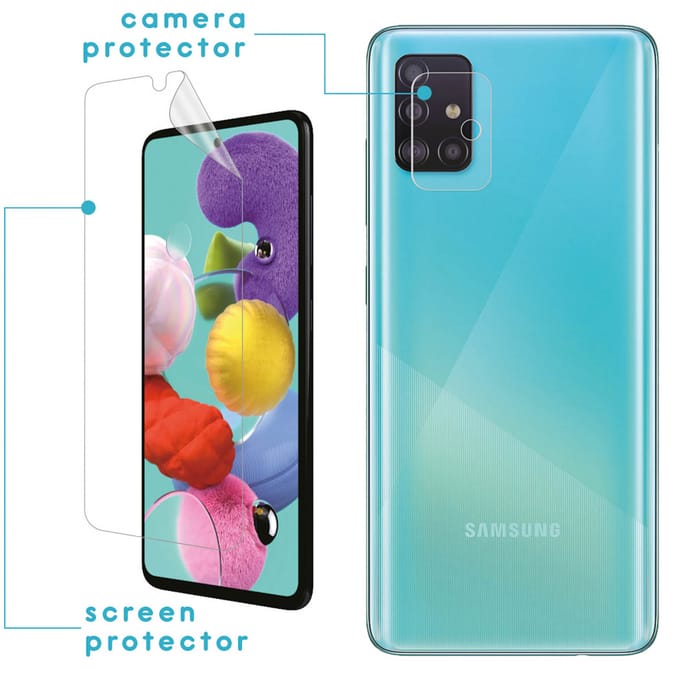 imoshion Screenprotector Folie 3 Pack + Camera Protector Glas voor de Samsung Galaxy A51