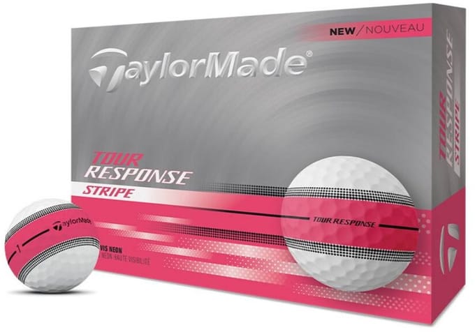 TaylorMade Tour Response Stripe Golfballen 2025 - Roze - 12 Stuks