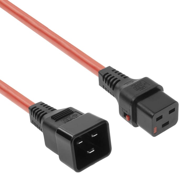 ACT Netsnoer C19 IEC Lock - C20 rood 1 m, PC1401 AK5202