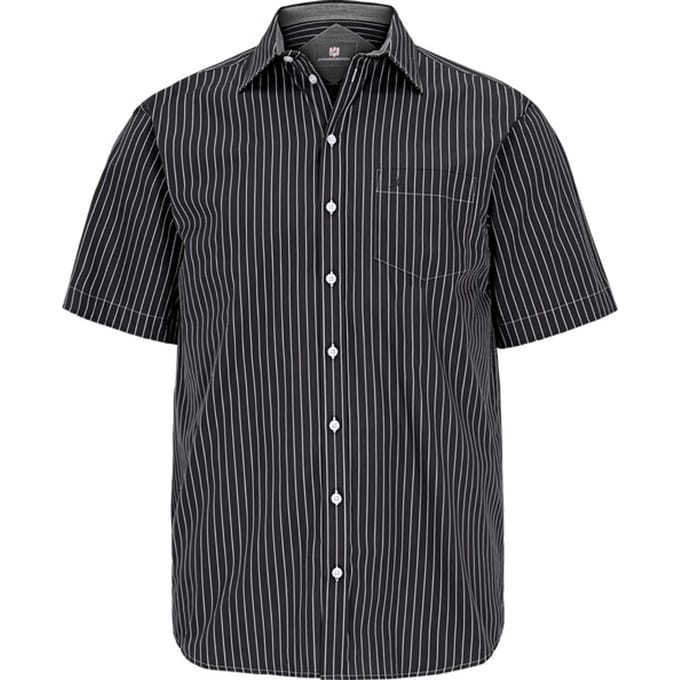 Jan Vanderstorm herren Gestreept Overhemd - 49/50 - zwart - Plus Size