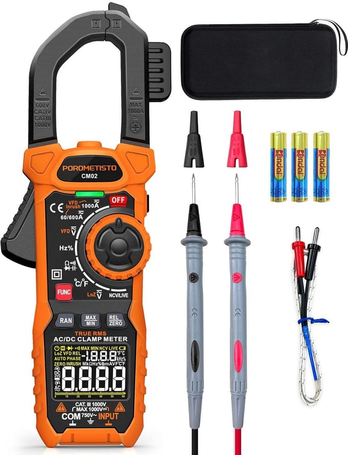 Professionele Klemmenmeter True-RMS 1000A met VFD en NCV | AC/DC Metingen