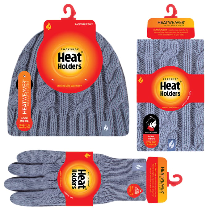 Heat Holders dameshoed, nekwarmer handschoenen set - Schemerig Blauw