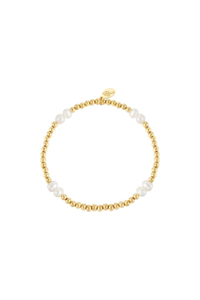 Armband pearl mix goud kleur stainless steel