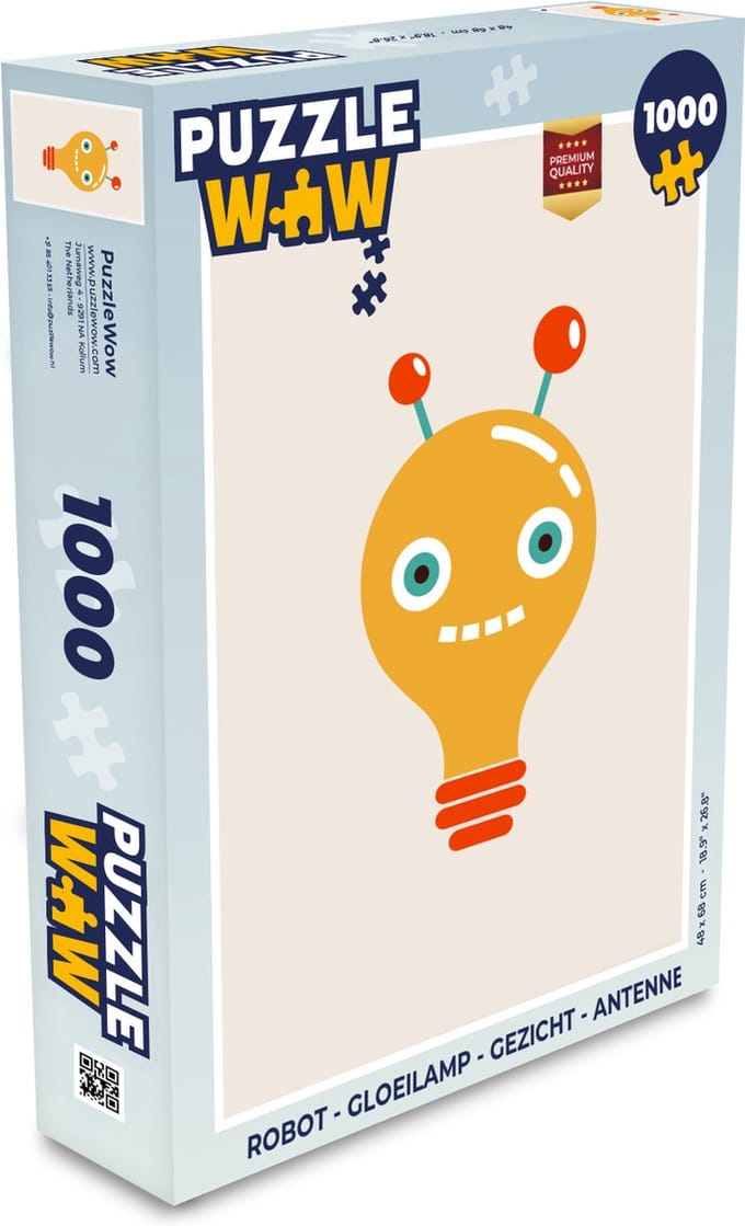 Puzzel Robot - Gloeilamp - Gezicht - Antenne - Kinderen - Legpuzzel - Puzzel 1000 stukjes volwassenen