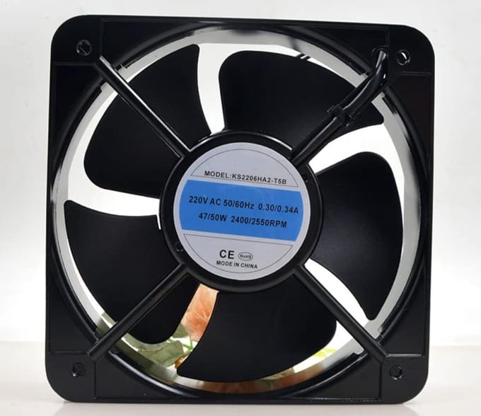 Koelventilator - Industriële ventilator - Apparatuur koelen - Grote luchtverplaatsing - 220x220x60mm - Zwart