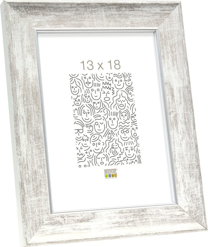 Deknudt Frames fotolijst S46EE1 - wit met zilver biesje - 13x18 cm