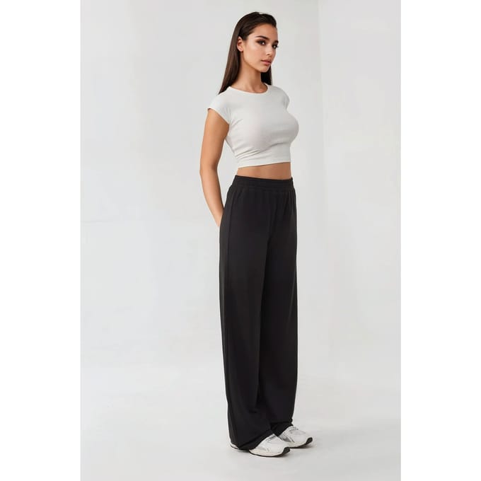 Wijde Gebreide Broek met Elastische Taille