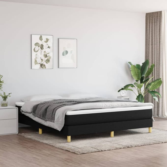 vidaXL - Boxspring - bed - stof - zwart - 180x200 - cm