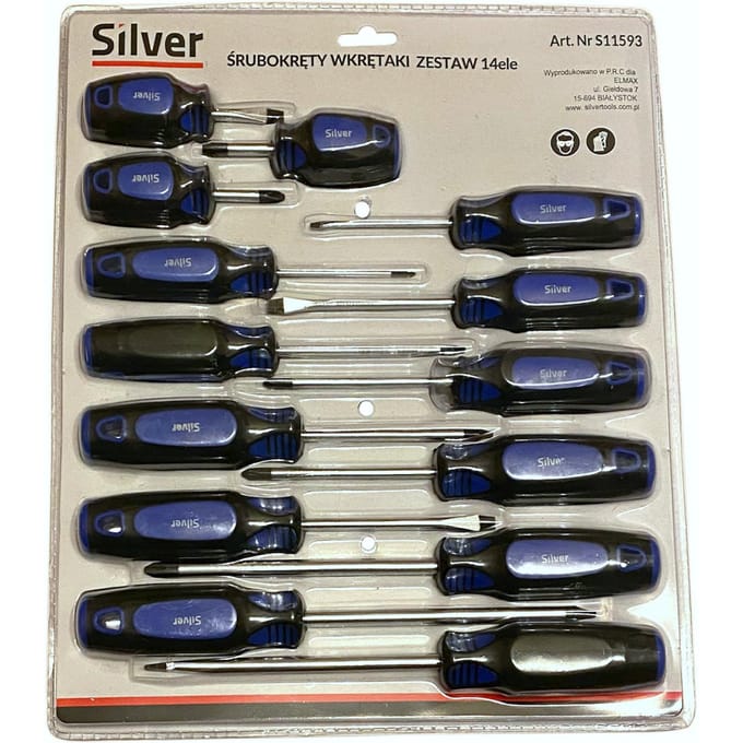 Silver S11593 Serie - Schroevendraaier Set - 14 Delig - Magnetische Eindes - Ergonomische Handgrepen