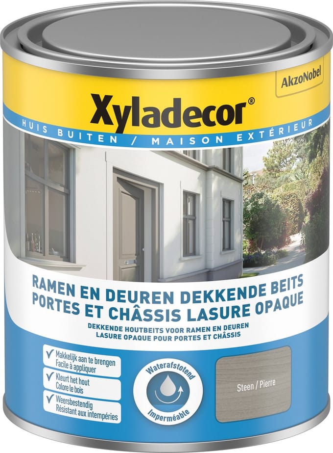 Xyladecor - Ramen & Deuren Dekkende Beits - Steen - 0,75 L