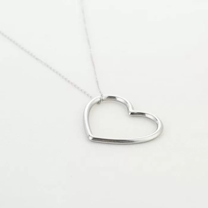 Bijoutheek Collier groot open hart Zilver