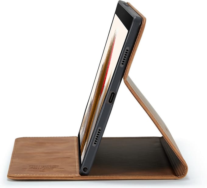 CaseMania Bookcase hoesje geschikt voor Samsung Galaxy Tab Active4 Pro - Effen Cognac - Kunstleer