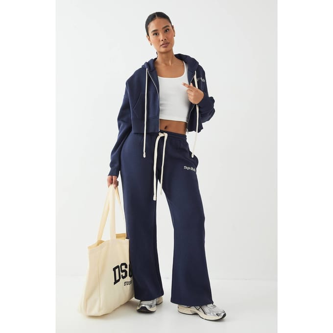 Dames DSGN Studio Contrast Trekkoord Rechte Pijp Jogger | Marineblauw | Maat: Medium