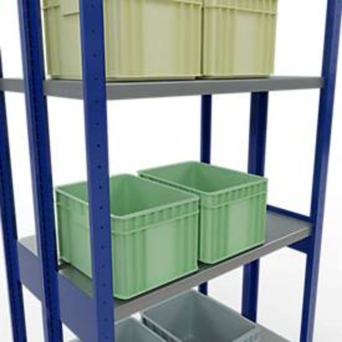 SCHULTE Lagertechnik - Dubbele basisrekken MULTIPlus250 insteeksysteem - 3000x1000x(2x300) mm, 14 legborden, gegalvaniseerd