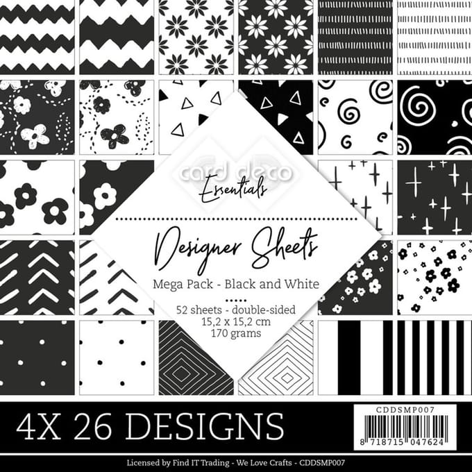 Card Deco Essentials - Designer Sheets Mega Pack - Black and White