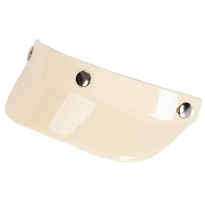 Visière Universelle Moto 3 Boutons Pression Relevable Haut Bas Casque Ouvert Pare-Vent beige