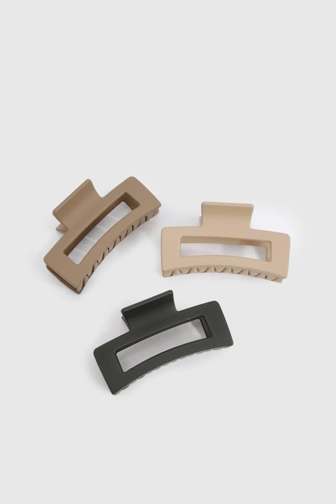 boohoo Dames Vierkante klauwclips 3-pack